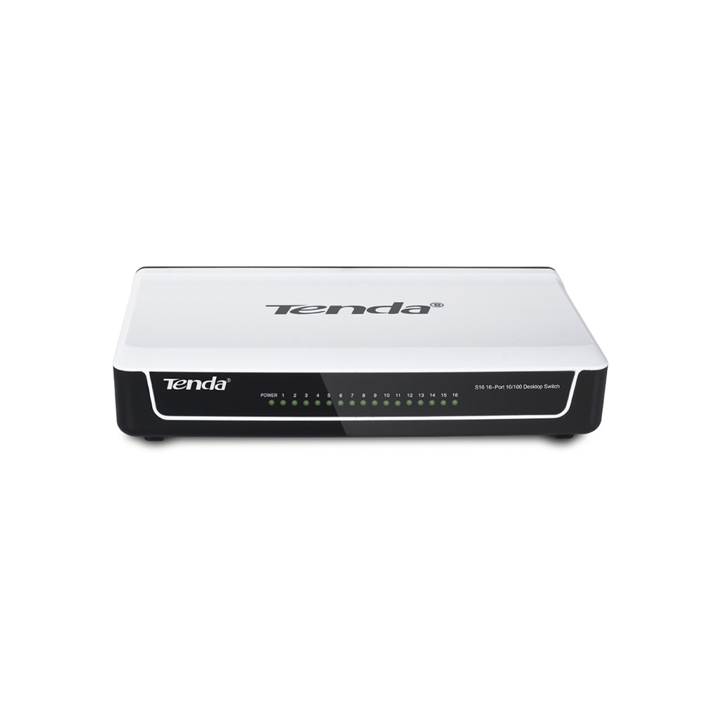 Switch S16, 16 puertos Fast Ethernet, marca Tenda.