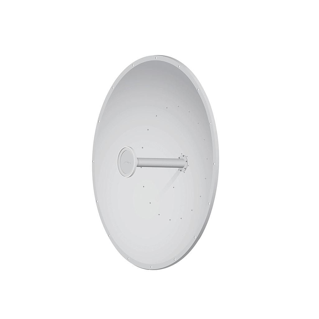 Antena direccional Rocket Dish, 5 GHz 34 dBi, punto a punto (PtP) 2x2, tecnología AirPrism, AC y Wave MLO5, marca Ubiquiti.