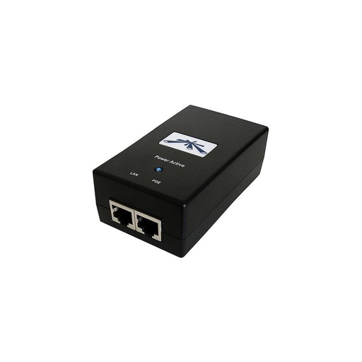 [POE-48-24W] Adaptador y protector ESD PoE, 48VDC 0.5A, 24W, FE, marca Ubiquiti.