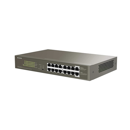 [TEG1116P-16-150W] Switch PoE extendido TEG1116P-16-150W, puertos: 16 GE PoE, 150 watts, montaje en rack, 4 modos de operación, marca Tenda.