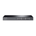 Switch de 24 puertos Ethernet Gigabit, para montaje en rack, no administrable. Marca TP-Link