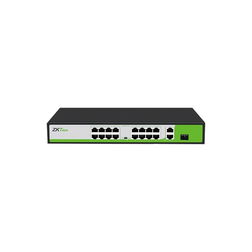 [PE242-300-C] Switch de 24 puertos rj45 10/100 mbps con POE 2 puertos Uplink H(10/100/1000 Mbps) + 1 Uplink SFP modulo optico no administrable compatible con cualquier camara ip onvif soporta hasta 250m de distancia sobre utp cat6, marca ZKTeco