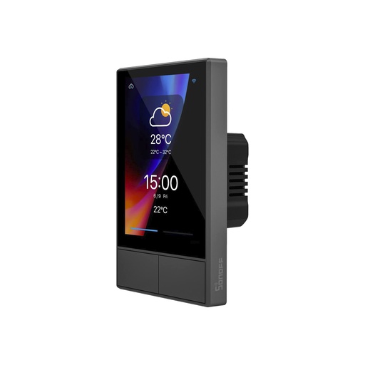 [NSPanel-US] Panel de integración inteligente, NSPanel, pantalla touch de 3.5¨, 2 interruptores, termostato, hora y clima en tiempo real, gestión central de los dispositivos, 100-240V 4A, WiFi, Bluetooth 4.2 BLE, marca Sonoff.