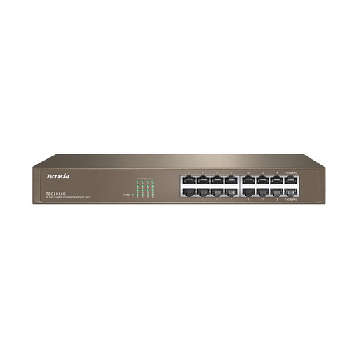 [TEG1016D] Switch TEG1016D, 16 puertos Gigabit Ethernet, montaje en rack marca Tenda.