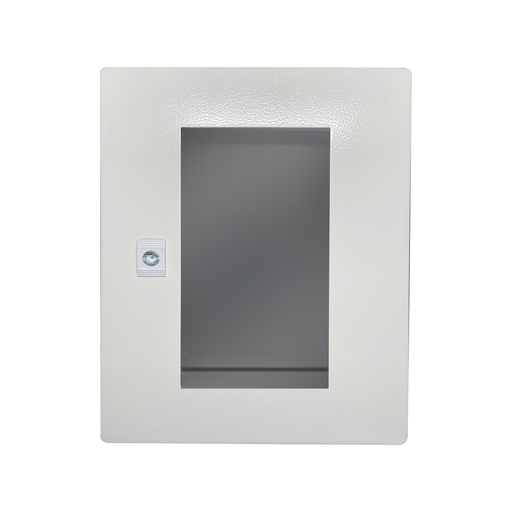 [STP3415] Gabinete de acero para montaje en pared, puerta de vidrio con chapa, de 40x30x15cms., IP66, IK10, placa de montaje, color gris, marca Tibox.
