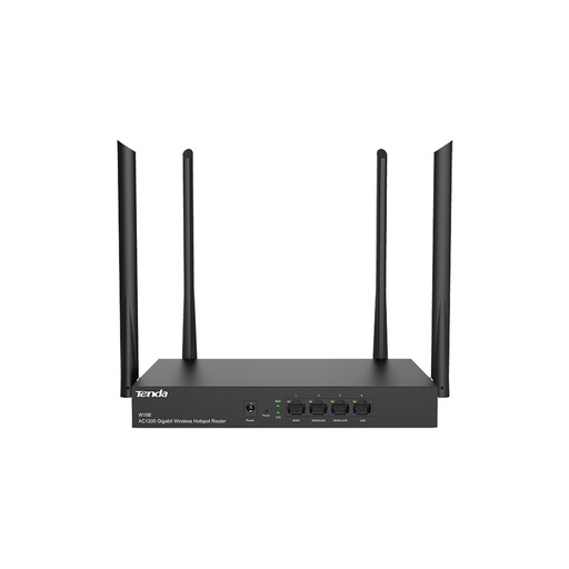 [W18E] Router multi-WAN para redundancia AC1200, Wi-Fi- doble banda 2.4GHz - 5GHz, puertos: 4*GE (1~3 WAN/1~3 LAN), antenas: 4x5dBi + 4 amplificadores, balanceo de carga y backup, portal cautivo, marca Tenda