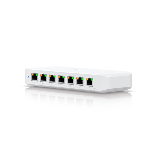 [USW-Ultra-60W] Switch Unifi USW-Ultra-60W, capa2, 8 puertos GbE PoE (1 in y 7 out), 52W con adaptador AC, gestionado con Unifi network, marca Ubiquiti.