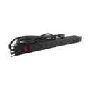 PDU 10 tomas horizontal para gabinete, 110VAC, 15A, marca Nextlink